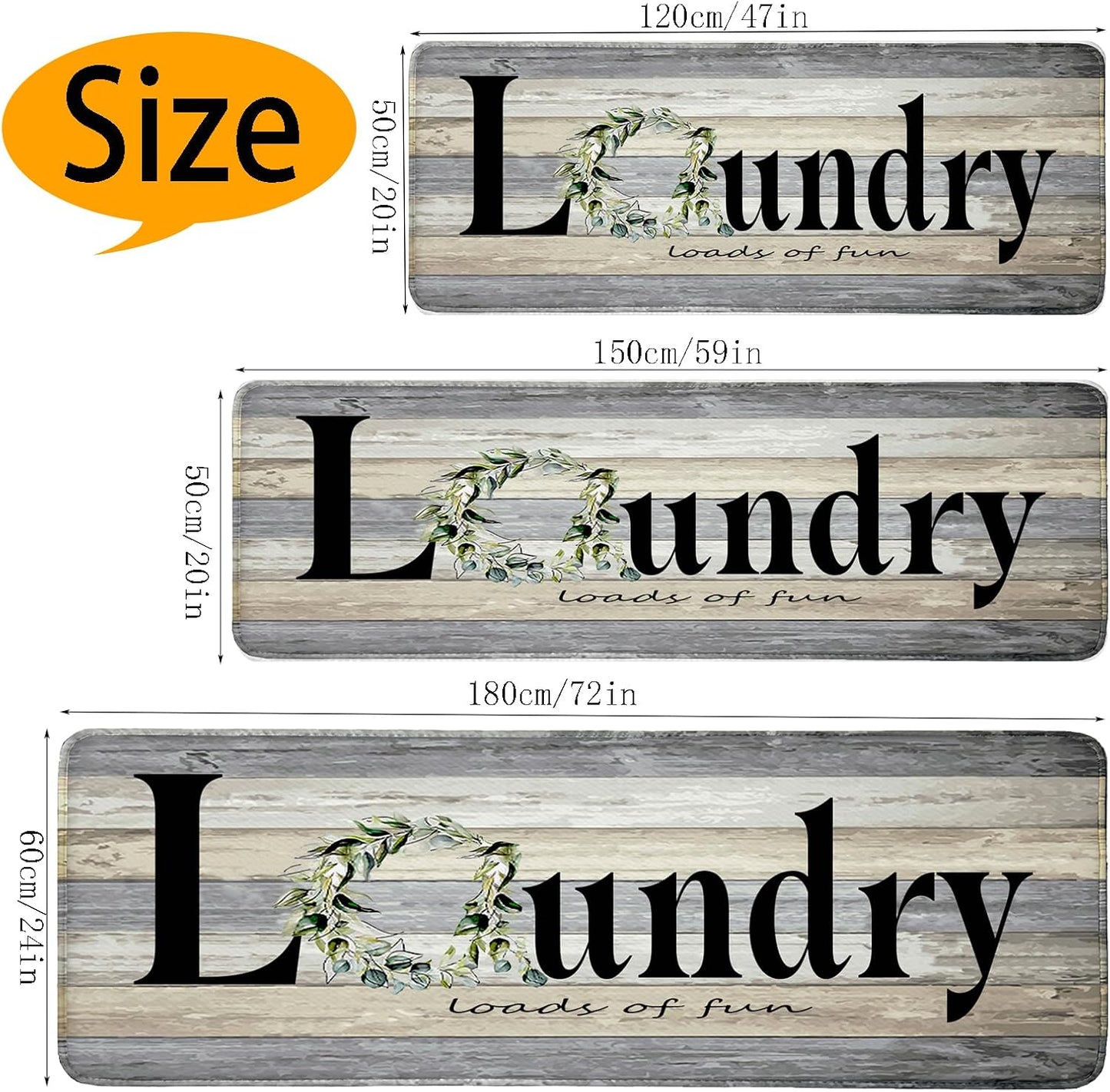 Farmhouse Laundry Room Rug Runner 24"X72" Non Slip Floor Carpet Runner Washable Farmhouse Kitchen Area Carpet for Office, Laundry, Sink, Home Bathroom, and Bedroom Decor