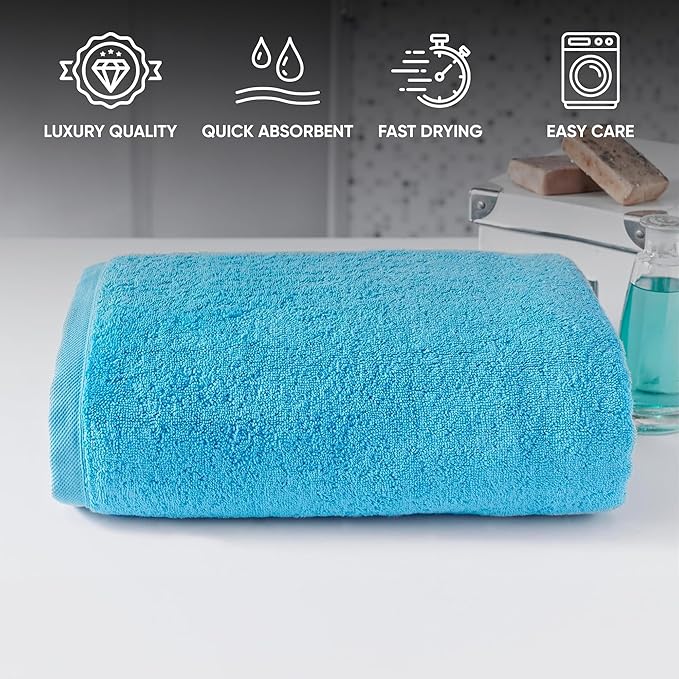 SALBAKOS 100% Turkish Cotton Jumbo Bath Sheet Towel Oversized 40x80 inch | Premium Hotel & Spa Quality, Soft, Absorbent, XL Bath Towels | Made in Turkey (Pack of 1, Aqua, Jumbo Bath Sheet)