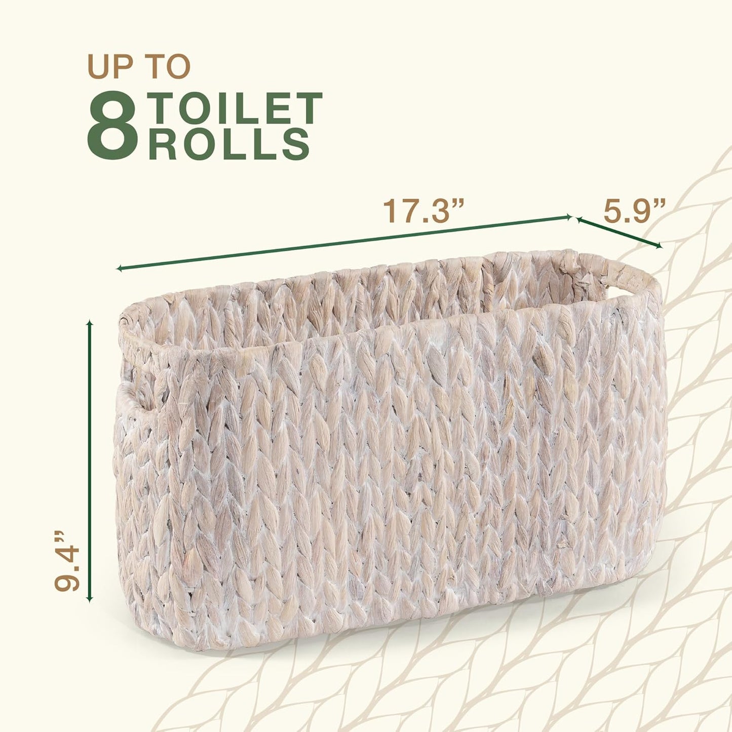 Toilet Paper Storage Basket, Toilet Paper Holder with Storage for Up to 8 Rolls, Rattan Bathroom Accessories