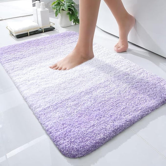 OLANLY Bathroom Rugs Mat 24x16, Extra Soft Absorbent Microfiber Bath Rugs, Rubber Backing, Quick Dry, Machine Washable Bath Mat for Bathroom Floor, Tub and Shower, Home Decor Accessories, Light Purple