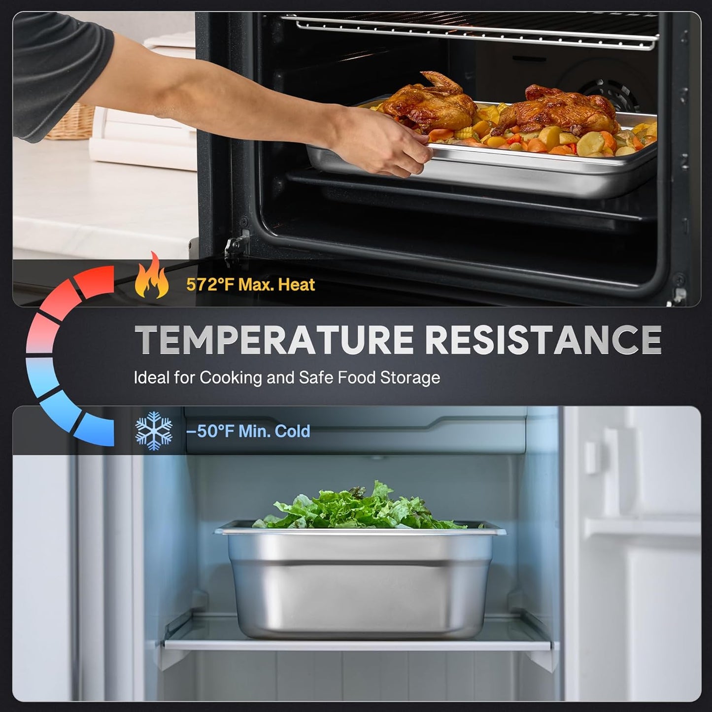 WILPREP 6 Pack Hotel Pans NSF Listed, 1/1 Full Size 2.5 in Deep Steam Table Pans with Lids, Food Grade Stainless Steel Hotel, 9 qt Catering Food Storage for Buffets Events Restaurants