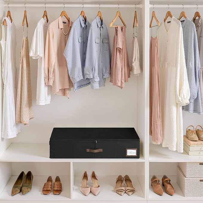 GRANNY SAYS 2 Pack Under Bed Storage, Underbed Organizer with Zipper Lid for Bedroom, Black Clothing Storage Bins for Blankets, Clothes, Shoes