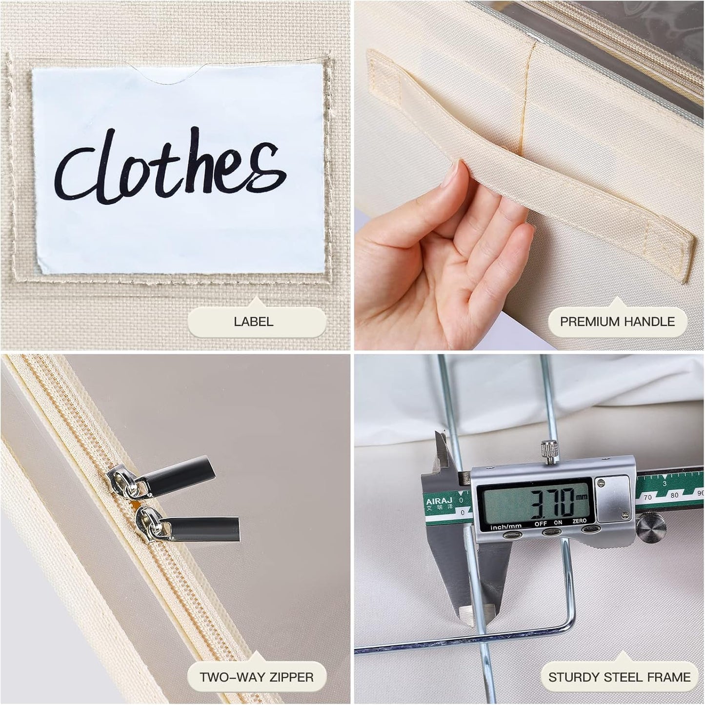 CYhom Under Bed Storage Bins Frame Storage Box Oxford Fabric Sturdy Underbed Container Foldable Stackable Large Capacity Clothes Organizer