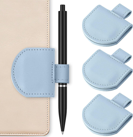 Magnetic Pen Loop Holder, Pencil Holder for Notebooks, Journals, Calendars, PU Leather 3 Pack