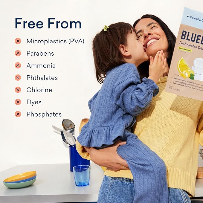 BLUELAND 100% Plastic-Free Dishwasher Detergent Tablets, 120 Count, Lemon Zest Scent, Eco Friendly Dishwashing Pods, Natural, USDA Certified biobased