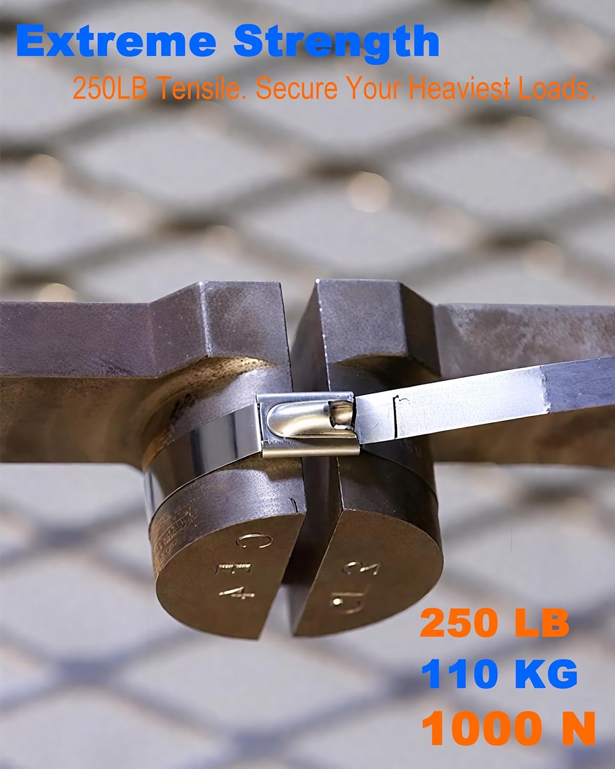 Metal Zip Ties (50 pcs / 11.8 Inch) 304 Stainless Steel, Heavy Duty Self-locking Cable Ties, for Exhaust Wrap, Chain Link Fence Parts, Heat Resistant Fencing Tie. for Pipe, Auto repair. (50)