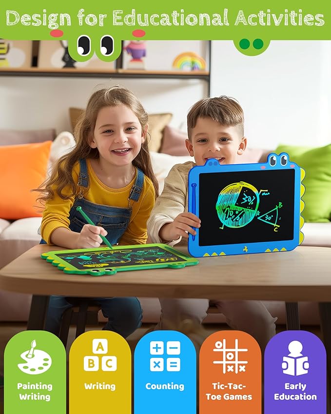 TEKFUN LCD Writing Tablet for Kids, 12 Inch Doodle Board Colorful Drawing Tablet, Reusable Electronic Pads Educational and Learning Toys Gifts for 3-13 Years Old Boys and Girls (Green)
