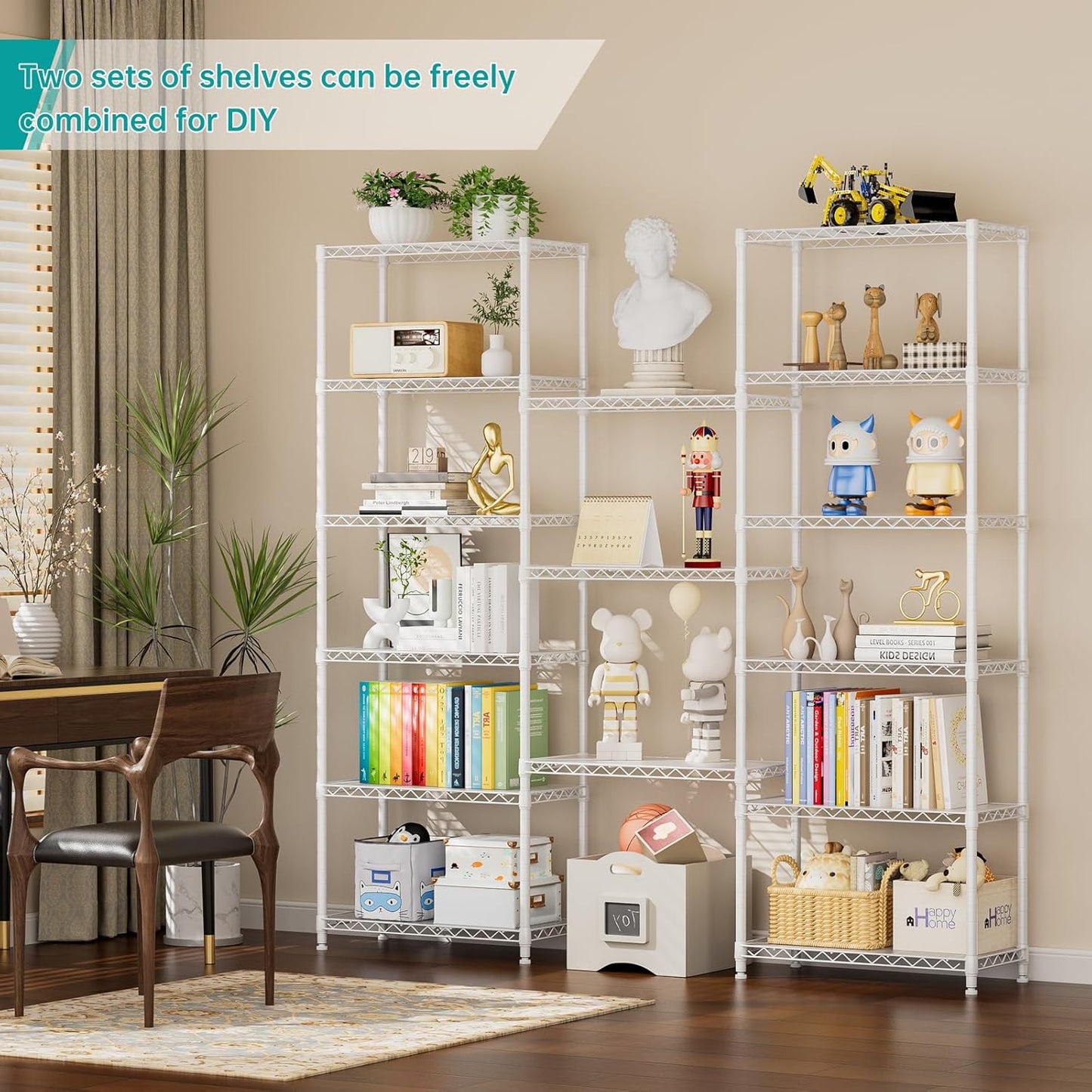 SINGAYE 8 Tier Shelf Organizer Storage Metal Shelves Garage Wire Shelving Unit Pantry Rack Adjustable Standing Storage for Kitchen Closet Laundry Bathroom Pantry 12" D x 22" W x 74" H White