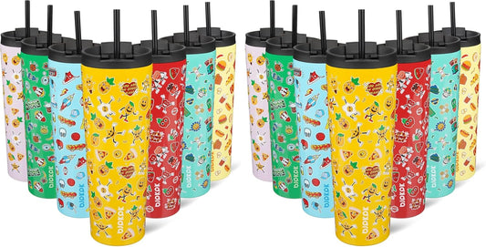 BJPKPK 30oz Insulated Tumbler With lid And Straw Stainless Steel Tumblers Travel Coffee Mug Reusable Thermal Cup,Hawaii Fruits-Yellow (Pack of 2)