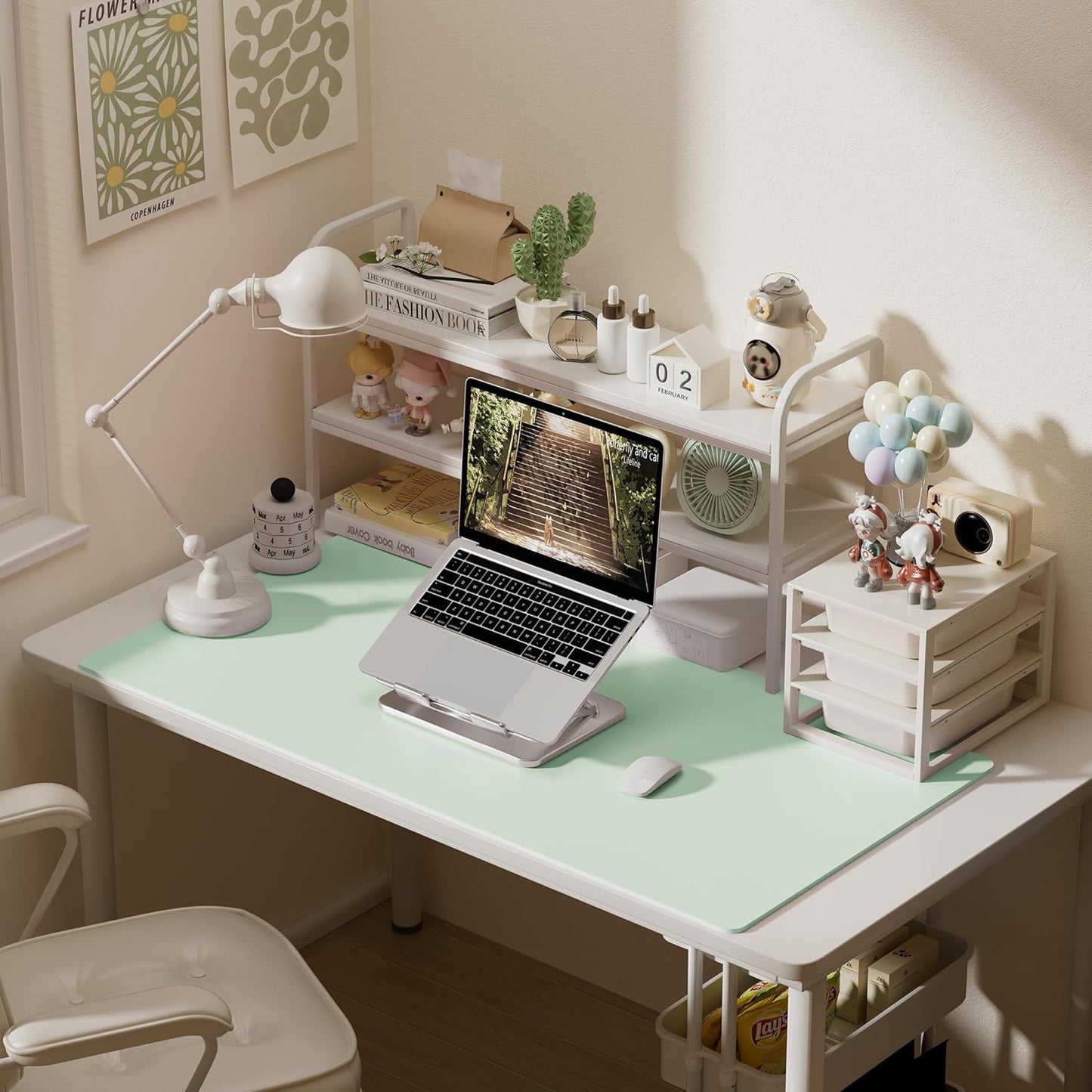 Aothia Faux Leather Desk Mat – Large Mouse Pad, Non-Slip PU Leather Blotter, Waterproof Writing Surface for Office and Home (Aqua, 47.2" x 23.6")