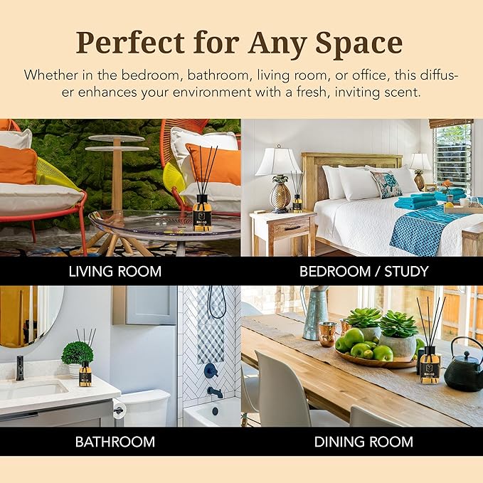 Reed Diffuser Set with Sticks for Home – Bathroom, Bedroom & Office Aromatherapy – Long Lasting Scented Oil Diffuser with Sticks – Luxury Room Fragrance Diffuser 55ml,1.7 fl oz (Mango)