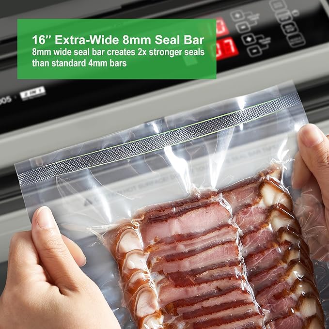 MAGIC SEAL 16'' Commercial Vacuum Sealer Machine, Meat Sealer Vacuum Packing Machine with Double Pump and Auto Cooling System, Sealing and Vacuum Time Control, Compatible with Mylar Bags