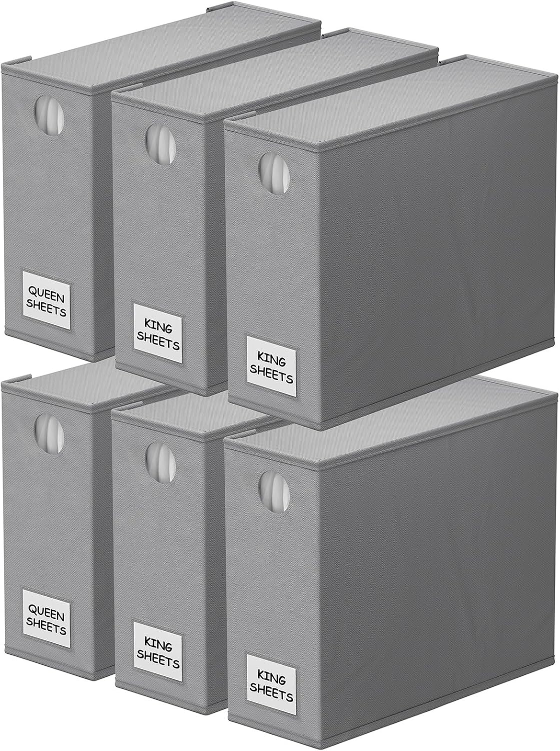 SpaceAid 6 Pack Bed Sheet Organizers and Storage, Foldable Sheet Organizer for Linen Closet, Sheets Set Folder Keeper with Window XL (Queen & King Size) Bedding Container (Gray, 6 Pack)