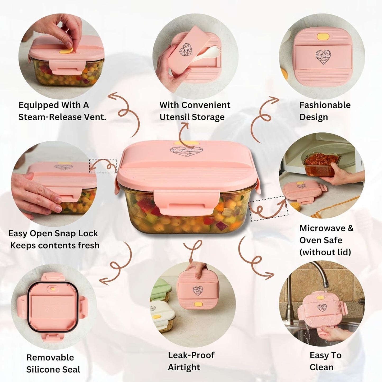 Ai Love Peace Soup Container with Dual Lids,26 oz Borosilicate Glass Lunch Box | Leakproof Lid+ Microwave &Safe Freezer Lid, Stackable,Glass Meal Prep Food Storage,Perfect for Work & Soup Lovers Gift.