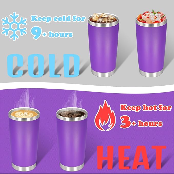 20 oz Tumbler with lid Double Wall Vacuum Insulated Tumblers Stainless Steel Coffee Mug Travel Coffee Tumbler Powder Coated Tumbler Cup Keep Hot&Cold - (PurPle 1 Pack)