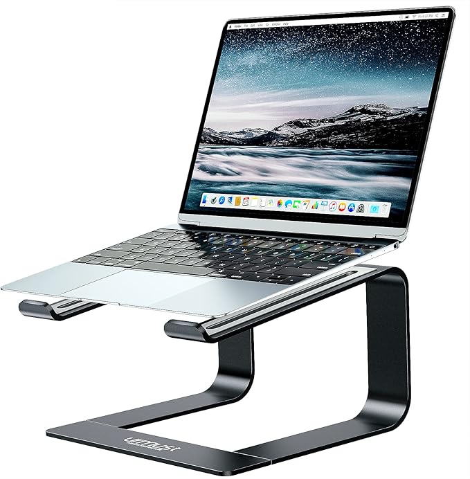Urmust Laptop Stand for Desk - Ergonomic Computer Stand Riser Holder for MacBook Air Pro, Dell, HP, Lenovo, Samsung, Alienware Laptops 11-15.6" (Black, Up to 15.6" Laptop)