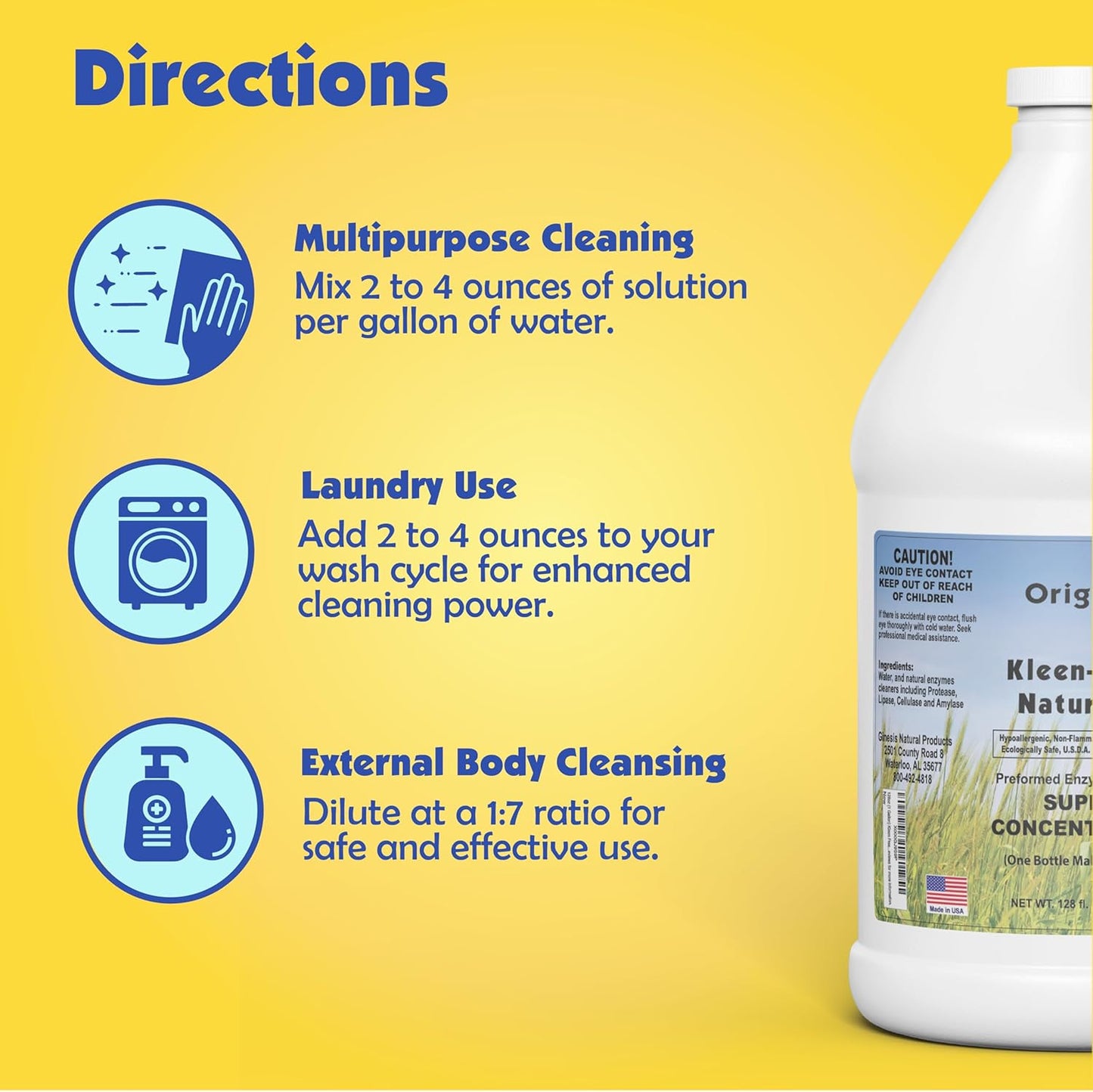 Naturally Preformed Enzyme Cleaner, Enzyme Solution, Multi-Purpose Cleaner, Laundry Additive and More - Concentrate - Original Scent - 128oz (1 Gallon) - Pack of 2