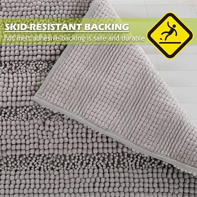 KGORGE Light Gray Bathroom Rugs - Non Slip Absorbency Machine Washable Ultra Soft Kitchen Mats for Shower Tub Bedroom Home Decoration Floor Rug, 47" W x 17" L, 1Pc