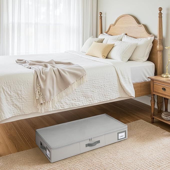 GRANNY SAYS 2 Pack Under Bed Storage, Underbed Organizer with Zipper Lid for Bedroom, Grey Clothing Storage Bins for Blankets, Clothes, Shoes