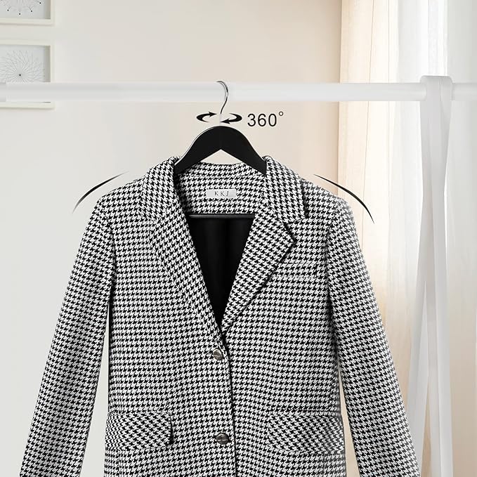 TOPIA HANGER Wooden Hangers 20 Pack, Black Wood Coat Hangers for Closet with Non-Slip Pants Bar, 360° Swivel Hook and Shoulder Notches for Camisole, Suit, Jacket, Pants-CT34B20