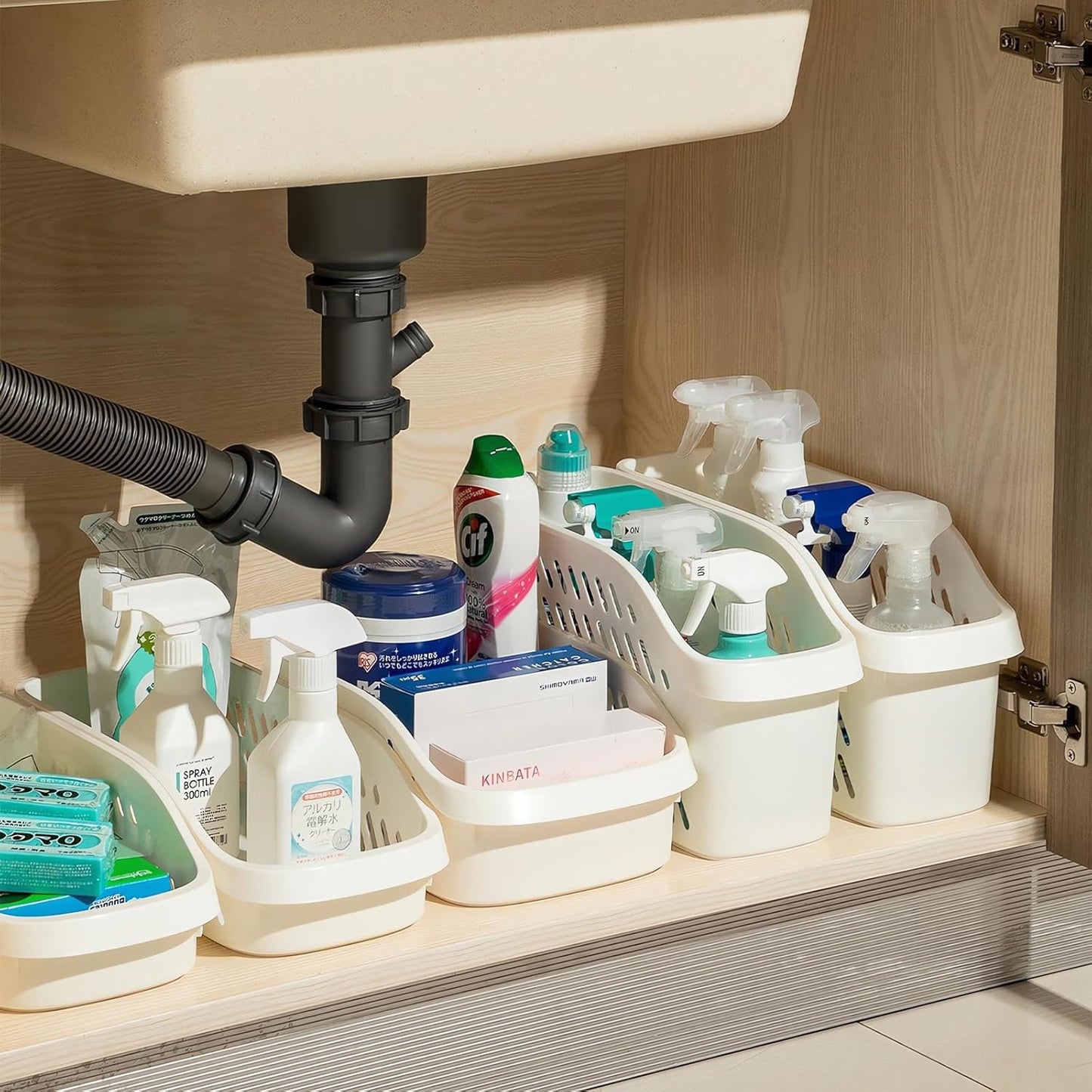 2 Pack Widened Pantry Organizers and Storage with Wheels Pull Out Kitchen Cabinet Organizers and Storage Multi-purpose Rolling Organizer Bin for Food, Snack, Cleaning Supplies