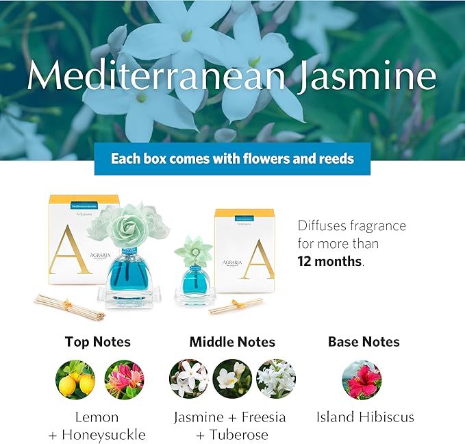 AGRARIA AirEssence & PetiteEssence Flower and Reed Diffuser Set, Luxury Home Fragrance Set, Scented Oil Reed Diffuser Gift for All Occasions