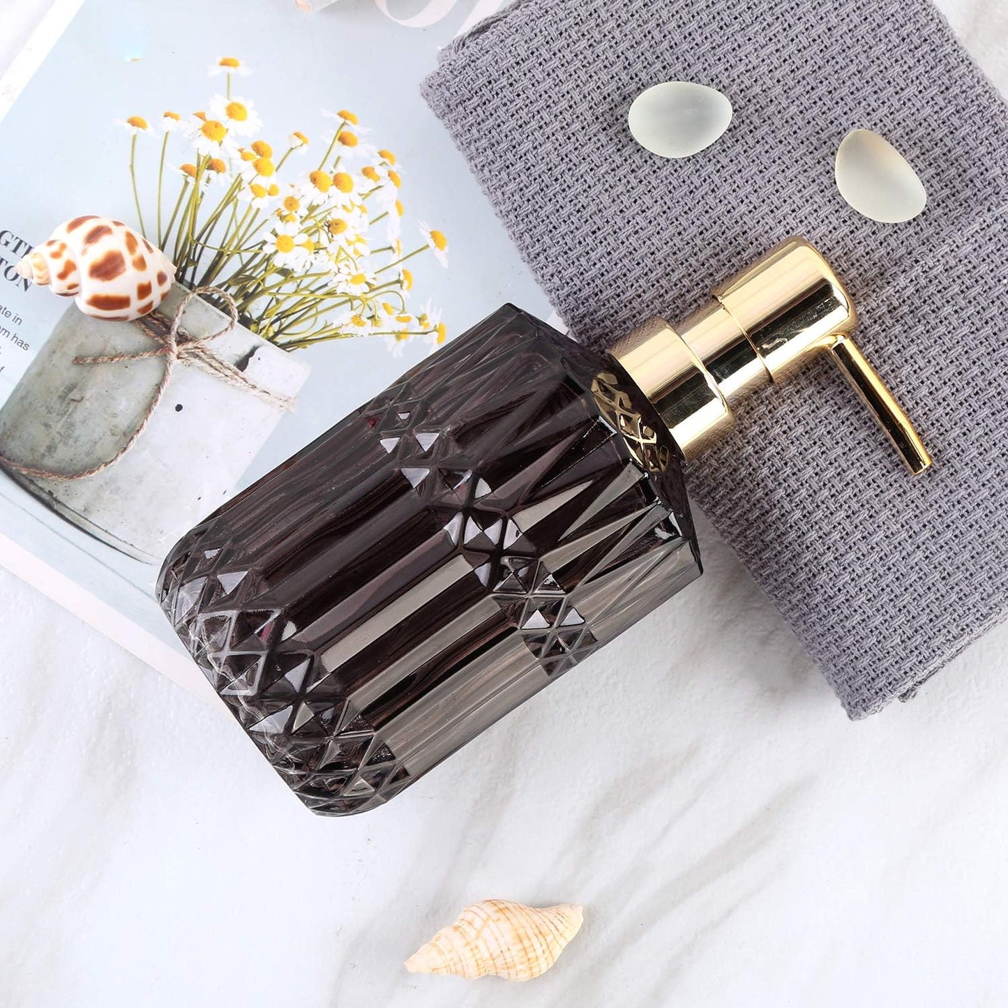 Soap Dispenser with Pump, Refillable Liquid Hand Soap Dish Soap Dispensers for Bathroom Counter, Kitchen Sink (Dark Gray)