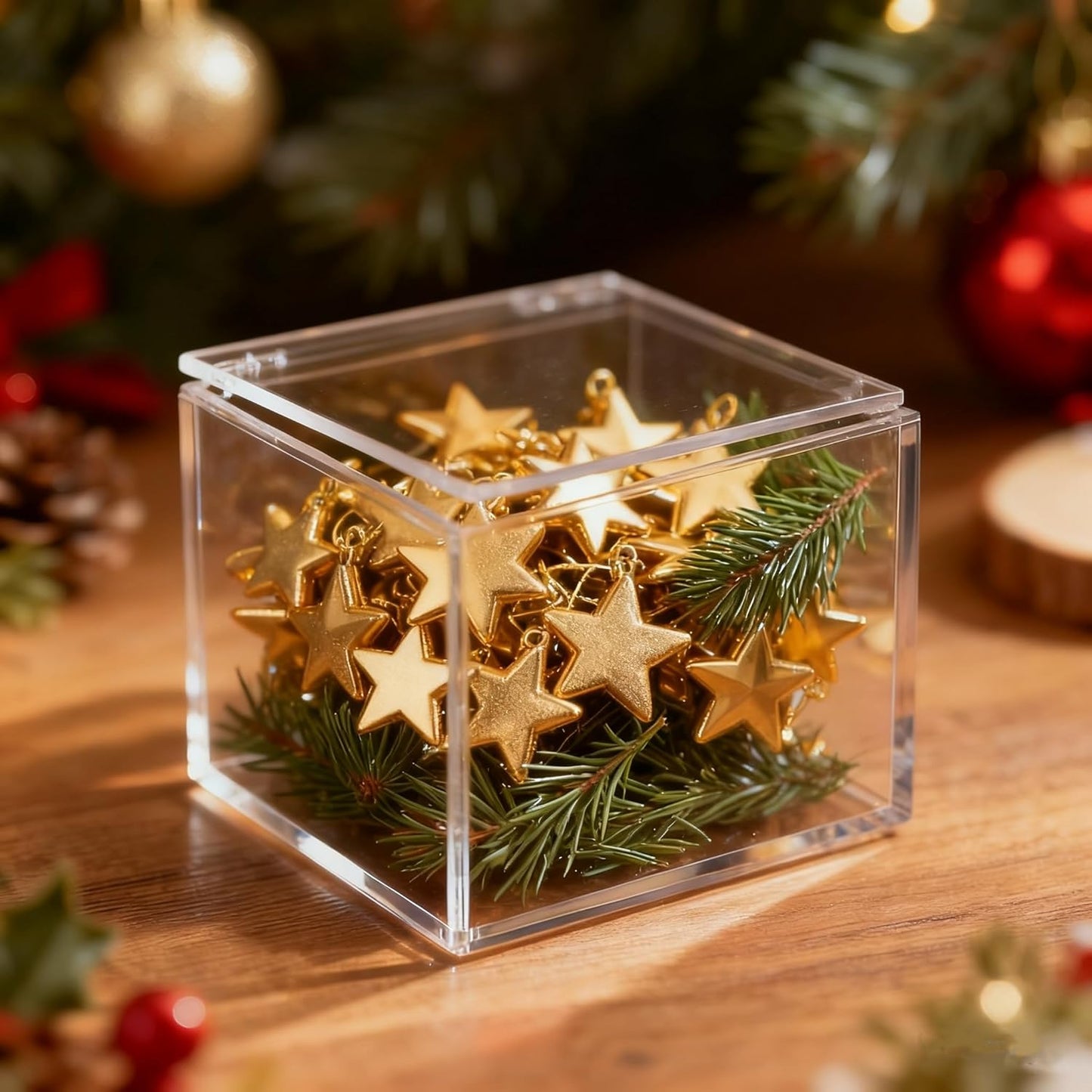 KissYou Small Acrylic Box with Lid Clear Hinged Lid Box Coffee Pod Holder Clear Candy Contanier Transparent Lucite Square Cube