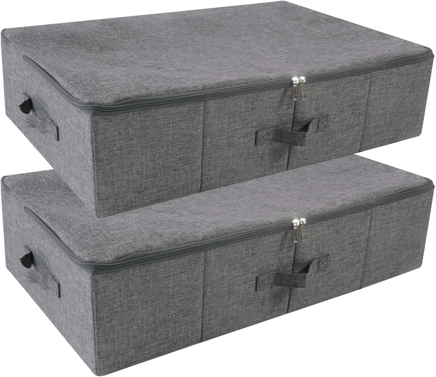 iwill CREATE PRO Pack of 2, Rigid Underbed Storage Boxes with Zip Lid for Clothes, Bedding Sheets, Blankets Organiser, Black Gray