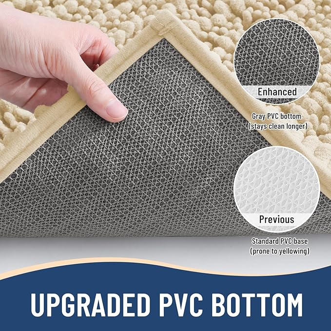 Arotive Luxury Chenille Bathroom Rug Mat, Extra Soft Thick Absorbent Shaggy Bath Rugs, Non-Slip Machine Wash Dry, Plush Bath Mats for Bathroom, Shower and Tub, 34x21, Cream Beige