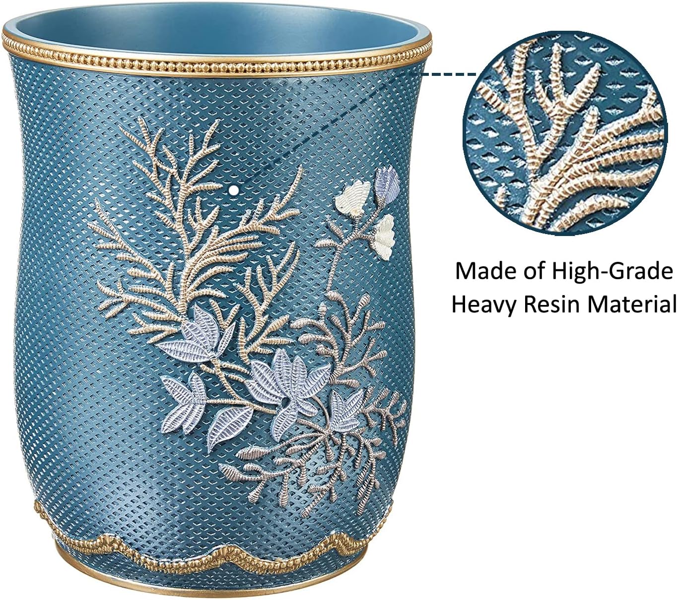 Zahari Home 2pc Capri Bathroom Decor Set Waste Basket for Bathroom & Tissue Cover Modern Classic Decor Stylish Unique Design Beautiful Royal Blue Bathroom Accessories Set