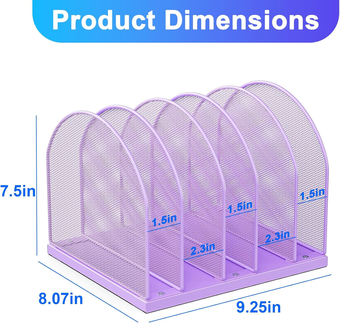 gianotter Desktop File Organizer, Desk Organizer with 5 Compartments, Paper Organizer for Desk, Workspace Organizers for Office Supplies (Purple)