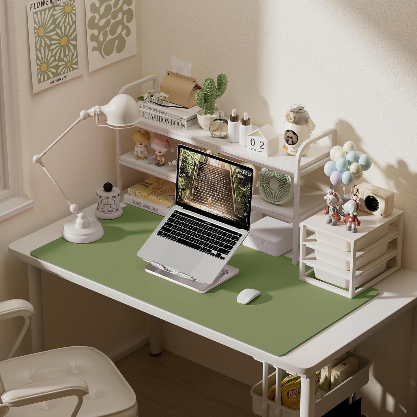 Aothia Faux Leather Desk Mat – Large Mouse Pad, Non-Slip PU Leather Blotter, Waterproof Writing Surface for Office and Home (Olive Green, 47.2" x 23.6")