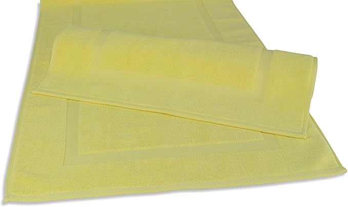 SALBAKOS 100% Turkish Cotton Bath Mat Set 2-Piece - 20x34 inch, Premium Quality Hotel & Spa Collection, Soft, Absorbent, Long Lasting, Durable Bathroom Rugs | Made in Turkey (Yellow, 2 Bath Mats)