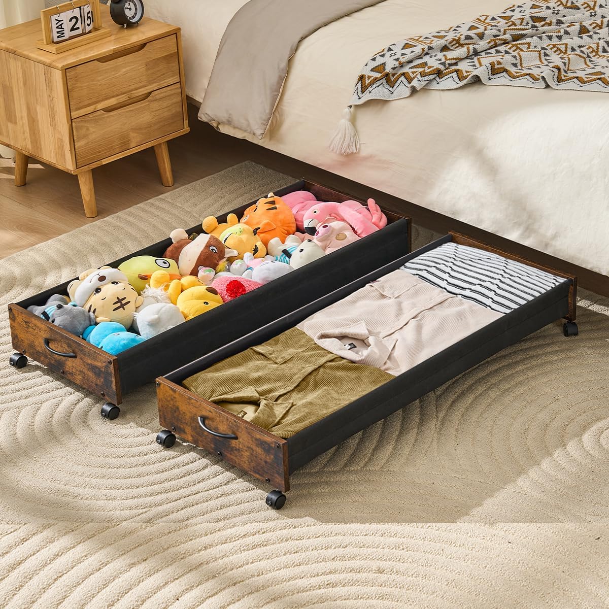 Under Bed Storage with Wheels, XXXL Larger Under Bed Drawers On Wheels, 39.4'' Lengthen Under Bed Shoe Organizer, Storage for Shoes Clothes