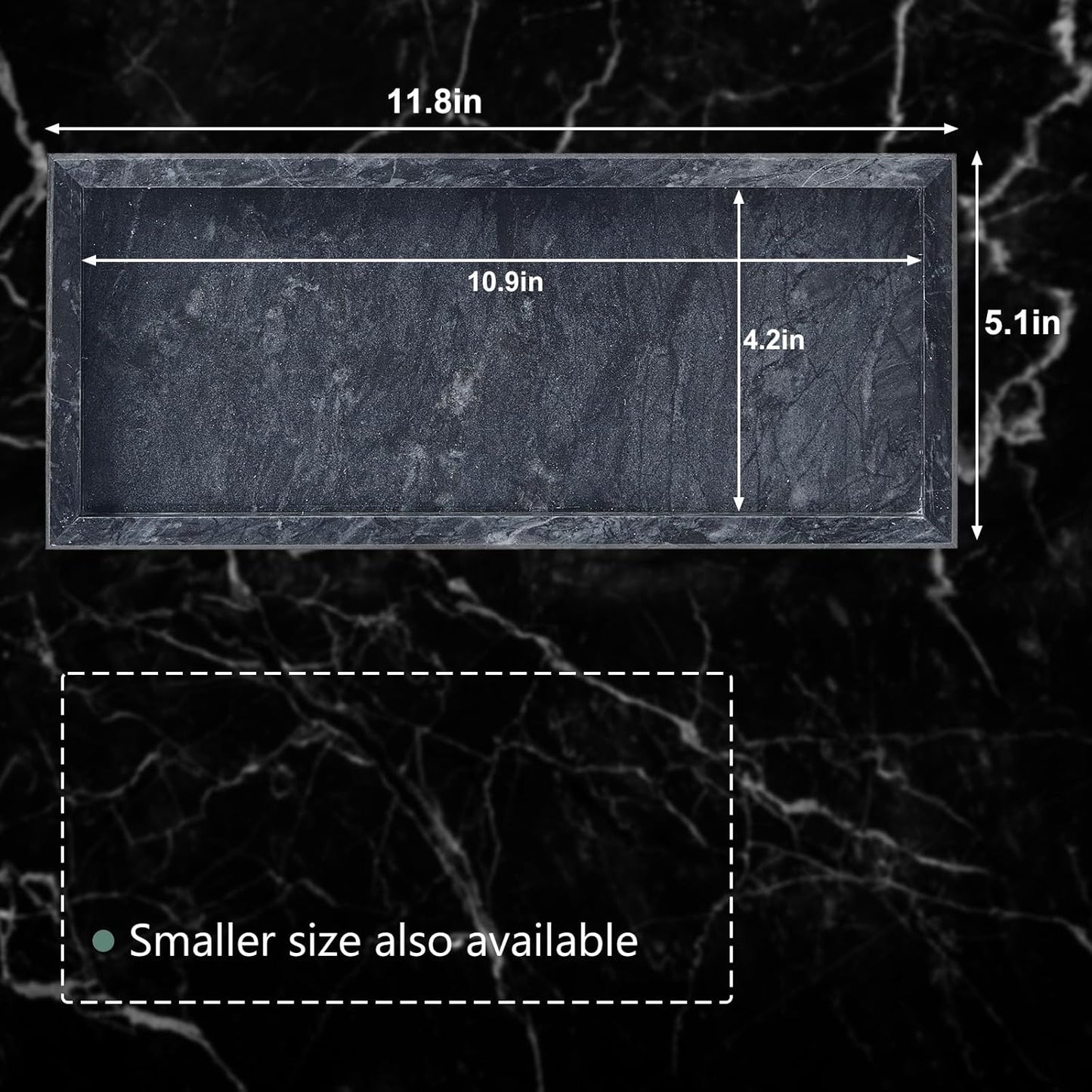 Luxury Natural Small Marble Tray for Bathroom Vanity and Kitchen Sink, Stone Countertop Organizer for Soap Dispenser, Jewelry, Perfume, Candle, Ring, Home Decor, Non-Resin Non-Ceramic