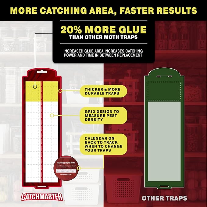 Catchmaster Pantry Moth Traps with Premium PheroGuard Technology – XL Marble Patterned, Extra-Strength Glue – Odorless, Traps & Eliminates Moths – Protects Pantry, Cabinets & Food Storage – 6-Pack