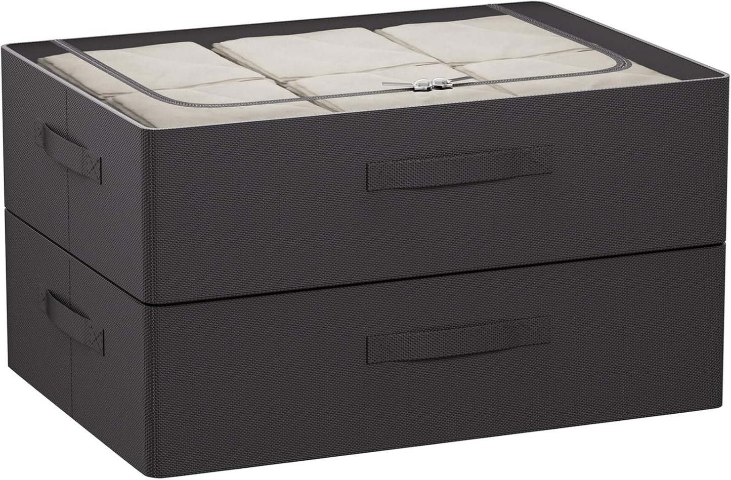 CYhom Under Bed Storage Bins Frame Storage Box Oxford Fabric Sturdy Underbed Container Foldable Stackable Large Capacity Clothes Organizer