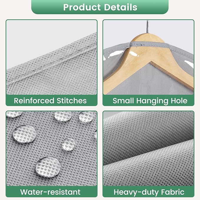 66 Inch Garment Bags for Hanging Clothes - Long Dress Bags for Gowms Closet Wardrobe Storage Travel - 4 Pack