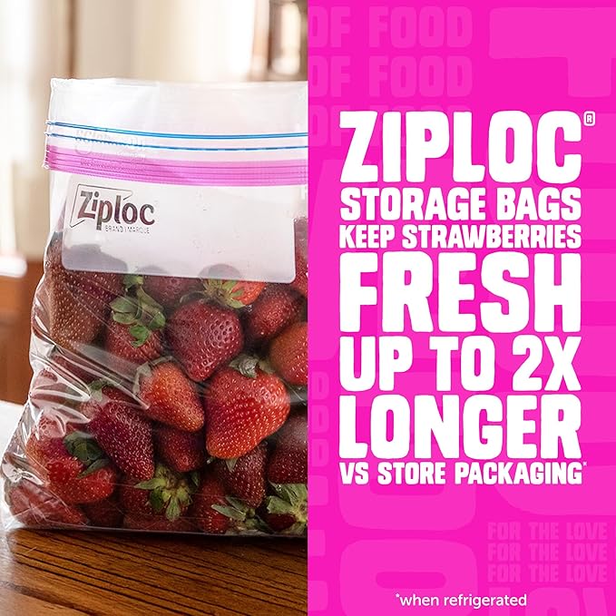 Ziploc Gallon Food Storage Bags, Stay Open Design with Stand-Up Bottom, Easy to Fill, 42 Count (Packaging May Vary)