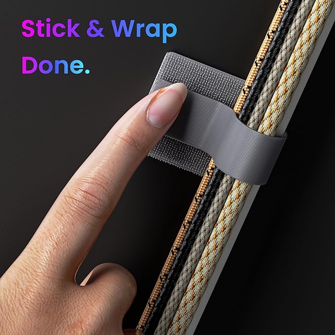 Hook and Loop Cable Ties, Self Adhesive Hook and Loop Cable Straps, Sticky-back Cord Organizer, Cable Clip, Household & Office Essentials, 40Pcs per Pack