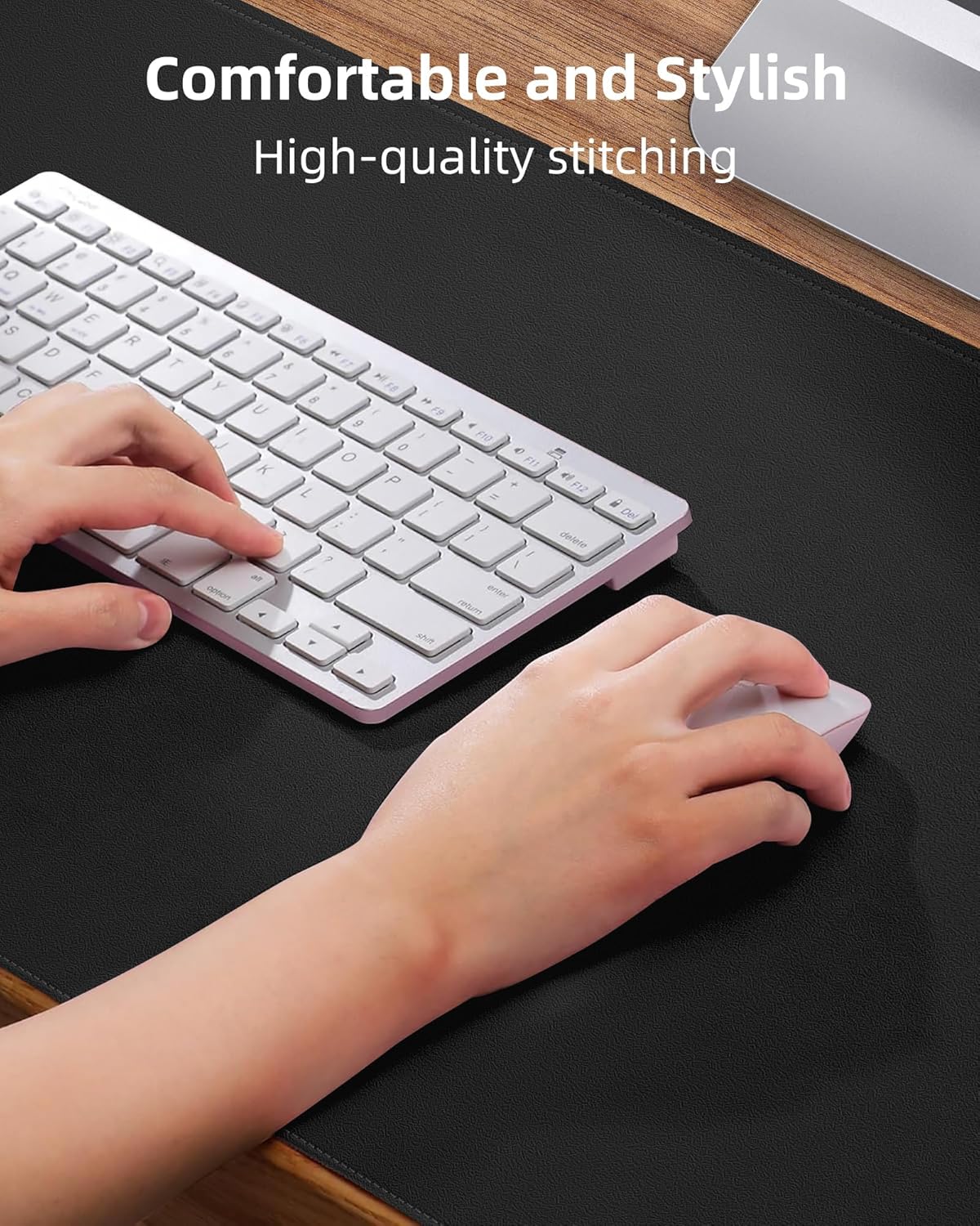 Leather Desk Pad Protector, Mouse Pad, Office Desk Mat, Non-Slip PU Leather Desk Blotter, Laptop Desk Pad, Waterproof Desk Writing Pad for Office and Home (Black, 31.5" x 15.7")