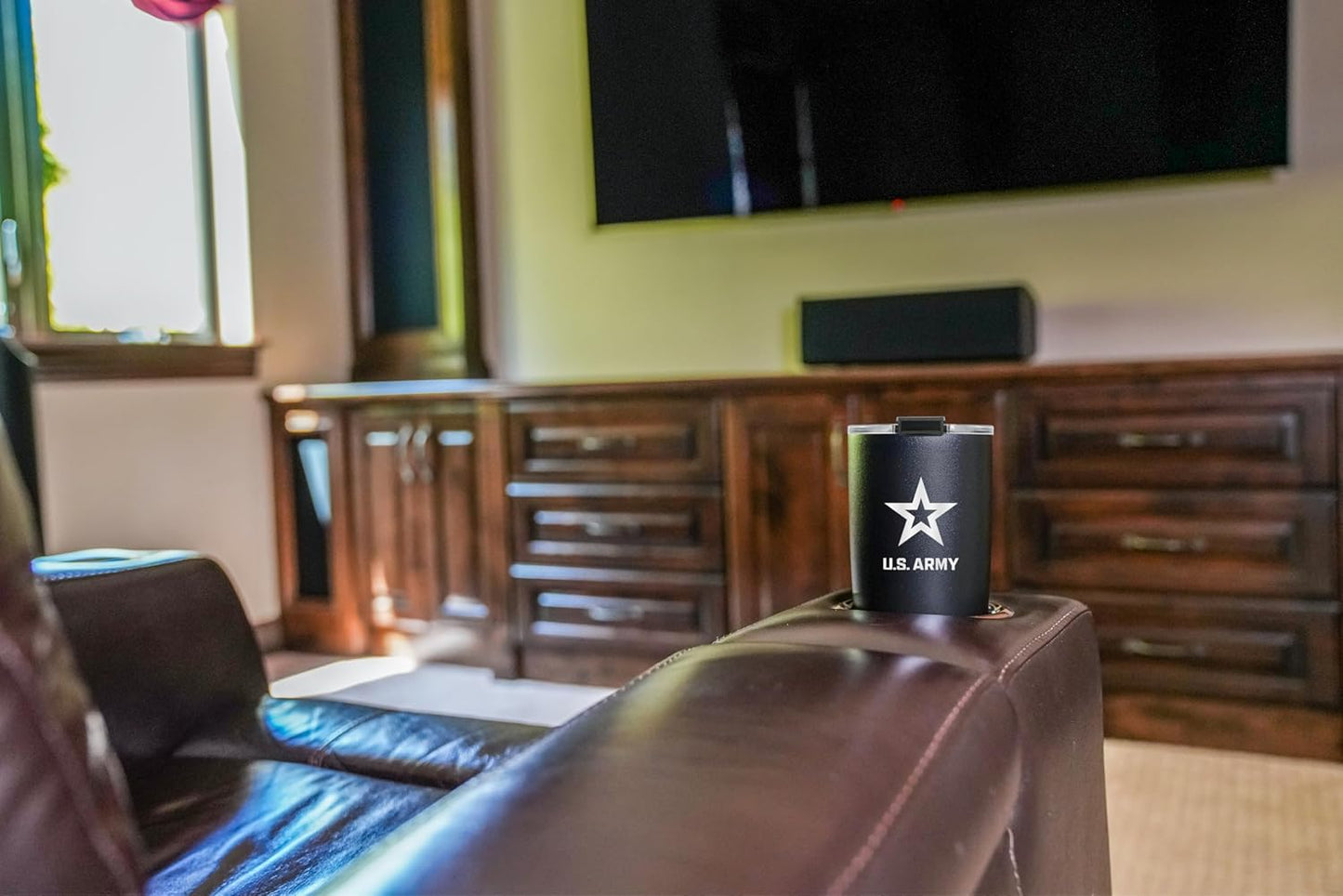 Military Gift Shop 20oz US Army Tumbler, Double-Walled Insulated Steel USA Coffee Mug with Lid-Army 20oz Tumbler