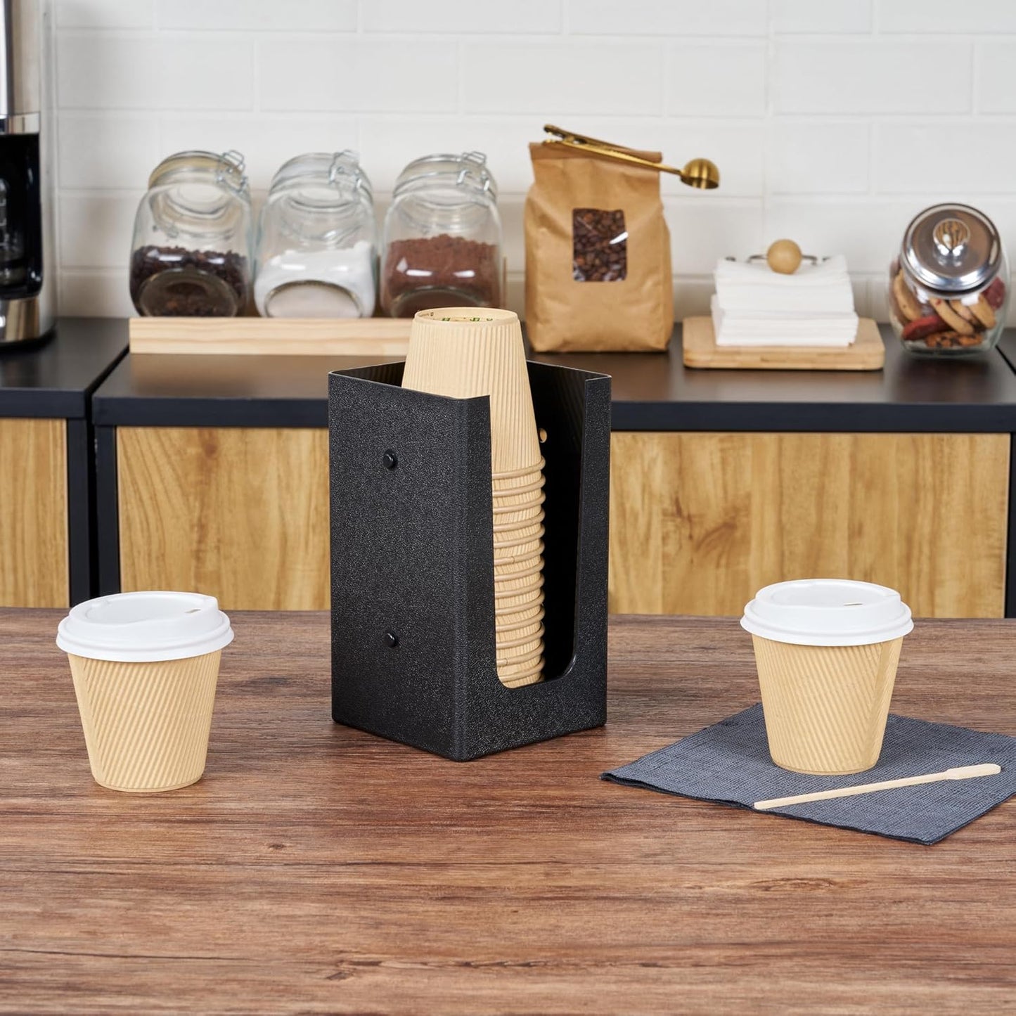 Restaurantware Restpresso Coffee Bar Organizer, 1 Count Durable 1 Compartments, Compact Size, Black Plastic Tabletop Coffee Supplies Organizer For Homes, Office Spaces, Breakrooms, and Lounges