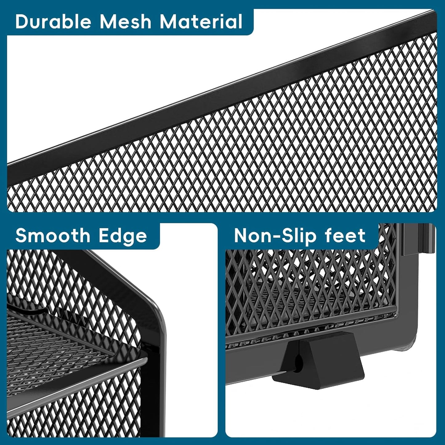 Desk File Organizer, Paper Organizer with 4 Letter Trays and 2 Vertical Upright Sections, Desk Organizers and Accessories for Office, School, Home, Black