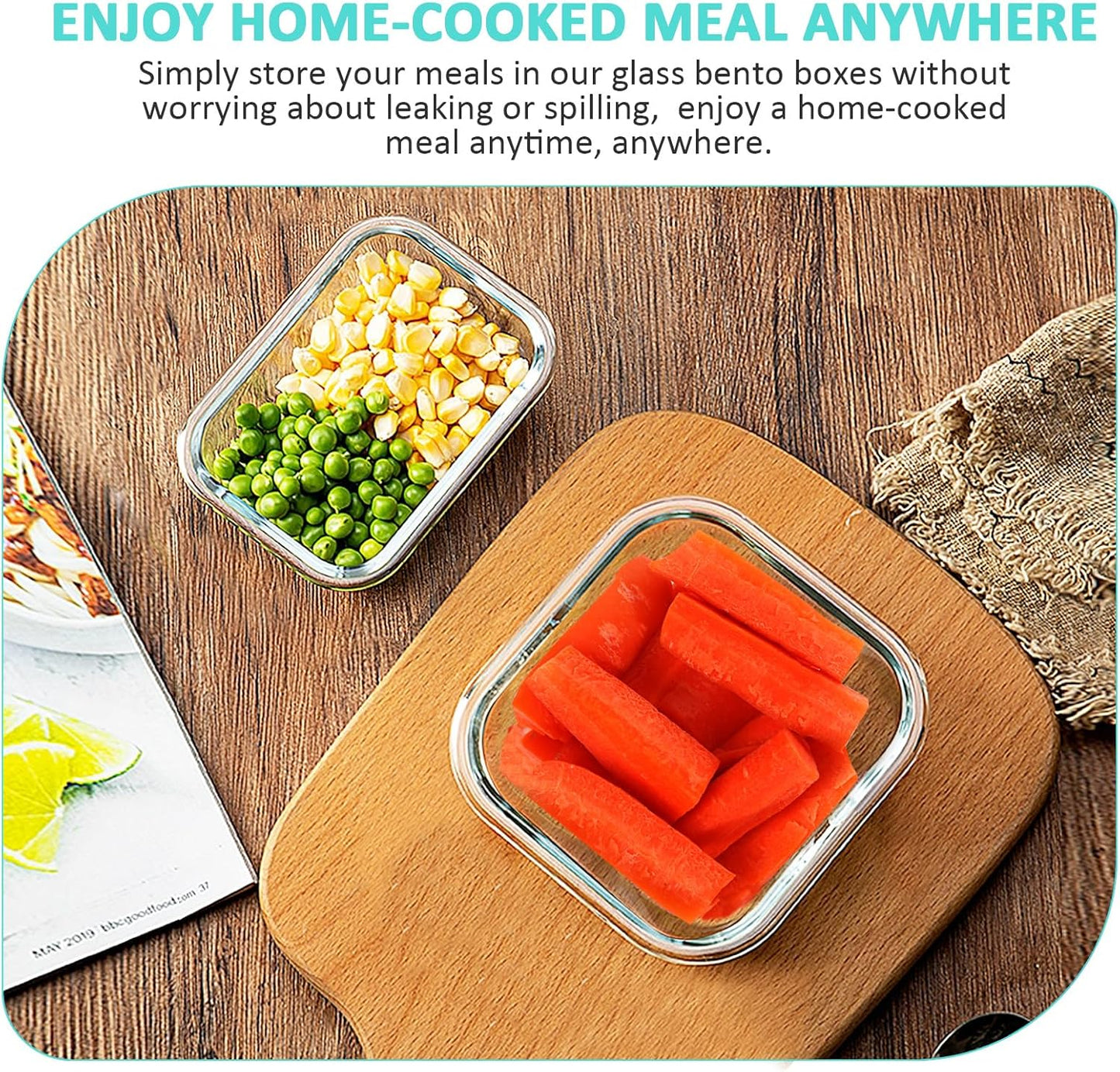 KOMUEE 24 Pieces Glass Food Storage Containers Set, Meal Prep Containers-Stackable Airtight Glass Storage Containers with lids,Freezer, Microwave, Oven Safe,Green