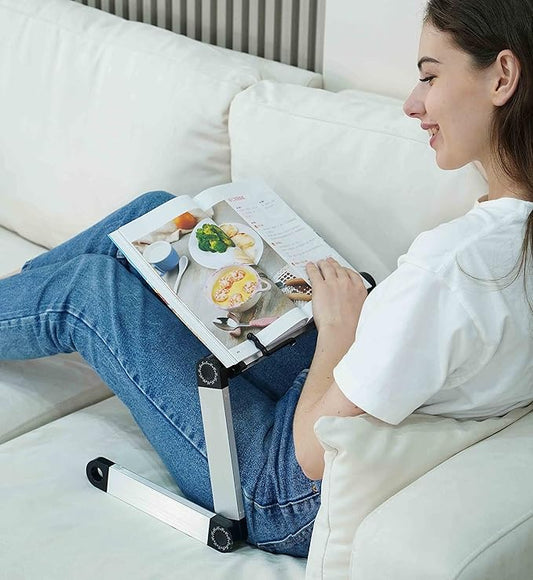 MNKXL Extra Large Book Stand Adjustable for Bed Sofa, Multifunctional Laptop Holder with Page Clips, Ergonomic Multi Heights Angles, Cooking Stands Heavy Textbook Portable, Black, 19.5 x 10 inches