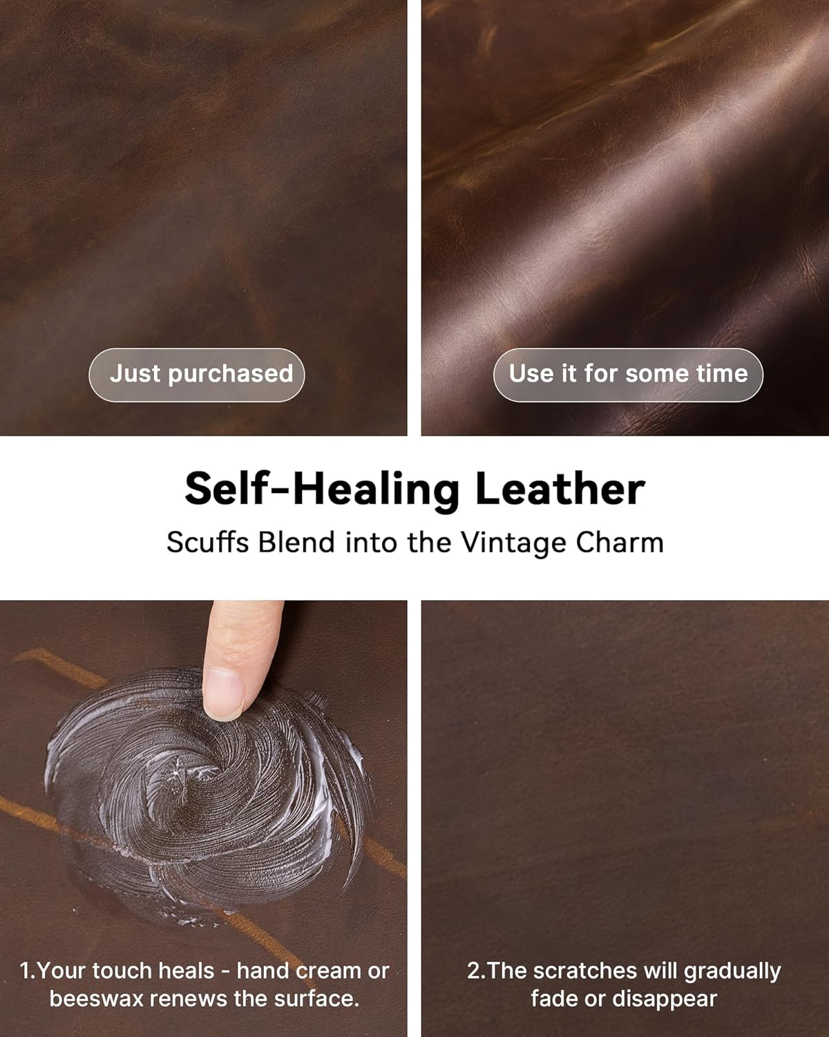 YSAGi Leather Desk Mat, 31.5"x15.8"Real Leather Desk Pad,3mm Thick Desk Blotter with Stiched line,Oil-Wax Feel Mouse pad and Self-Healing Laptop Pad for Home & Office(Classic Dark Brown)