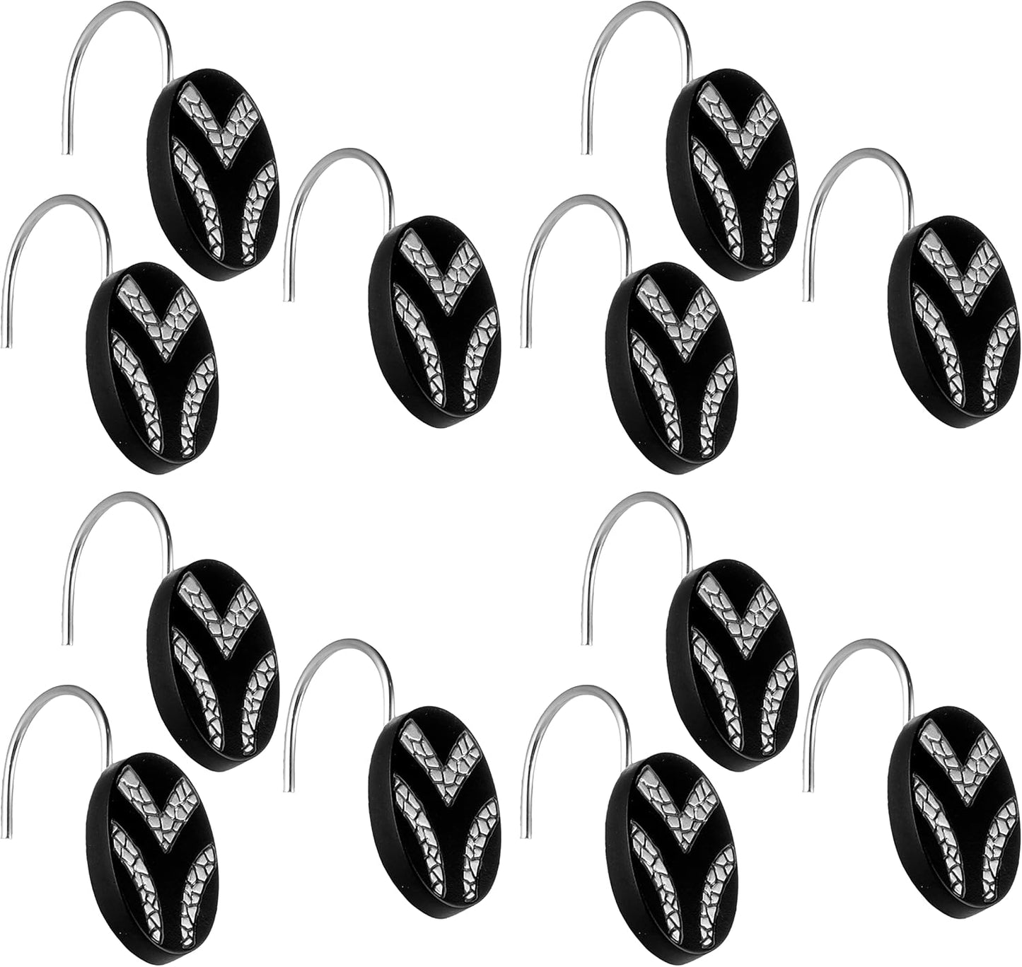 Zahari Home 13pc Sinatra Bathroom Shower Curtain Set Classic Shower Curtain & 12 Shower Curtain Hooks Luxury Fabric Shower Curtain Unique Design Bling Black Shower Curtain Set