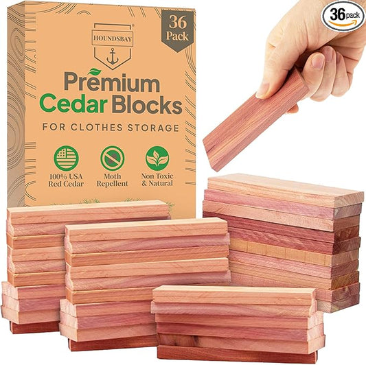 36 Cedar Blocks for Clothes Storage - Cedar Chips for Closets and Drawers - Moth Balls Repellent for Closets - Cedar Planks - Cedar for Closets - Cedar Hangers for Closet - Cedar Wood for Closets
